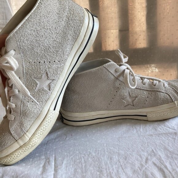 Converse One Star Mid suede sneakers Color "Egret" Rare!! Awesome! W 6.5/ M 4.5 - Picture 5 of 8